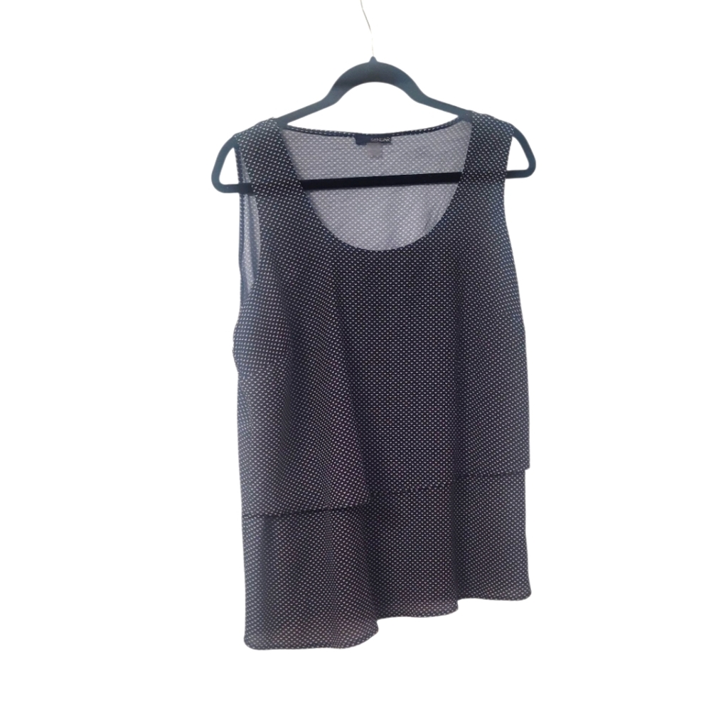 Black and White Polka Dot Renuar Size Large Sleeveless Top